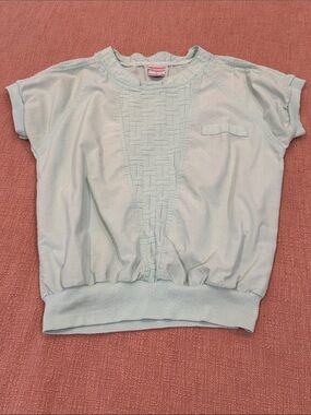 Vintage 80’s Light Mint Short Sleeve Top with quilted Front detail